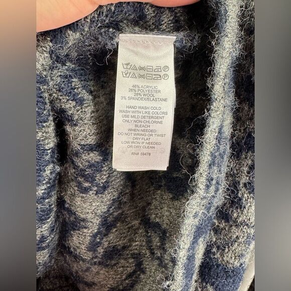 Ellen Tracy Cowl Neck Sweater Coat Blue Floral Size 1X (US) 40 (UK) - Picture 4 of 5